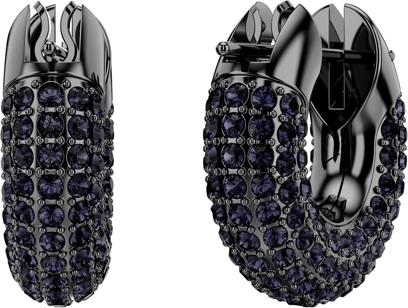 SWAROVSKI ブラック ヘアコーム ピア97 HSK Swarovski Dextera hoop earrings, Small, Black, Ruthenium Finished